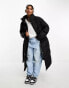 Фото #1 товара Threadbare Plus Holly belted waist maxi puffer coat in black