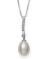 Фото #1 товара Macy's cultured Freshwater Pearl (7-8 mm) and Diamond Accent Swirl Pendant in Sterling Silver