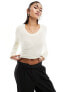 Noisy May fluffy knit top in white