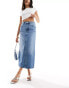 Фото #2 товара & Other Stories column denim midi skirt in midwash blue