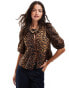 Фото #1 товара Noisy May tie front top in leo print