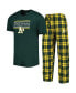 ფოტო #4 პროდუქტის Men's Green and Gold Oakland Athletics Badge T-shirt and Pants Sleep Set
