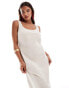 New Look scoop neck midi dress in off white