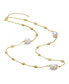 Фото #2 товара Sterling Silver 14k Yellow Gold Plated Baroque Pearl Bead Station Necklace, Adjustable Length