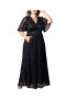 ფოტო #1 პროდუქტის Plus Size Luminous Sequin Lace Evening Gown with Pockets