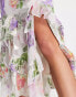 ASOS DESIGN – Maxikleid mit Rosenprint und Rüschensaum