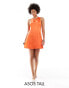 ASOS DESIGN Tall satin shift mini dress with tab sides in vivid orange Leuchtendes Orange, 34 - фото #1