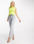 Morgan knitted collar detail button through top in lime