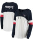 ფოტო #3 პროდუქტის Women's Navy, White New England Patriots Athletic Varsity Lace-Up Long Sleeve T-shirt
