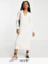 Only Petite knitted v neck maxi dress in cream