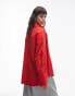 Topshop oversized poplin shirt in red