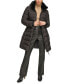 Фото #6 товара Women's Rope Belted Faux-Fur-Trim Hooded Puffer Coat