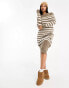 Фото #3 товара Vero Moda long sleeve knitted jumper maxi dress in brown stripe