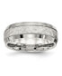 Stainless Steel Brushed Polished and Hammered 7.5mm Band Ring