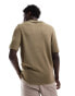 Фото #4 товара ASOS DESIGN knitted chunky notch neck polo in khaki