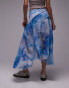 Topshop asymmetric midi skirt in blue washed floral