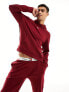 Фото #1 товара Tommy Hilfiger ribbed logo hoodie in burgundy