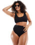 Фото #1 товара ASOS DESIGN Curve Amy mix and match crinkle skinny scoop crop bikini top in black