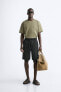 Textured lyocell - cotton bermuda shorts