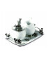 Фото #1 товара Stoneware Creamer Set - Pewter Song Bird Long Tray with Creamer, Sugar Bowl and Spoon