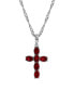 ფოტო #1 პროდუქტის Pewter Red Crystal Cross Silver-Tone Twisted Necklace