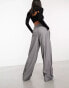 Monki high waist wide leg tailored trousers in light grey