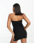 Фото #4 товара Morgan bandeau knitted peplum hem top in black