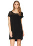 Hard Tail 169682 Womens Round Neck Short Sleeve Shift Dress Black Size X-Small