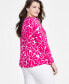 Plus Size Printed Zip-Detail Top, Created for Macy's