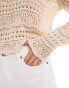 Фото #2 товара JDY open knit scallop edge top in beige