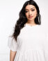 ASOS DESIGN Curve short sleeve seam detail mini smock dress in white