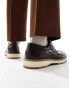 ASOS DESIGN lace up brogue shoes in brown leather with contrast white sole