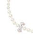 Silver-Tone Cubic Zirconia Bow Imitation Pearl Strand Necklace, 17" + 3" extender