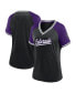 ფოტო #1 პროდუქტის Women's Black Colorado Rockies Glitz and Glam League Diva Raglan V-Neck T-shirt
