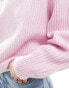 ASOS DESIGN chunky crew neck rib jumper in pink