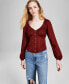 Фото #1 товара Women's Blouson-Sleeve Button-Front Top, Created for Macy's