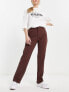 JDY straight leg tailored trousers in chocolate