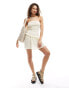 COLLUSION beach bandeau shirred linen mini dress in white