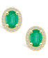 Emerald (2-3/8 Ct. t.w.) and Diamond (3/8 Ct. t.w.) Halo Stud Earrings