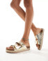 Фото #1 товара South Beach double buckle espadrille sandals in gold