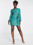 Фото #4 товара Style Cheat balloon sleeve sequin mini dress in turquoise blue