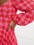 ASOS Design – Kurzes Bouclé-Korsettkleid mit Hahnentrittmuster in Rosa und Rot