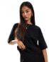 Фото #1 товара Object knitted top co-ord with contrast trim in black