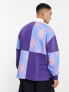 ASOS DESIGN oversized rugby polo sweatshirt with check panelling in purple