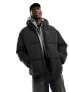 Weekday Pat hooded puffer jacket in black