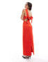 ASOS EDITION cut out detail tie back maxi dress in red