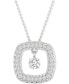 Фото #1 товара Macy's diamond Orbital Square Halo Pendant Necklace (5/8 ct. t.w.) in 10k White Gold, 16" + 2" extender