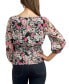 Фото #2 товара Juniors' Printed Shirred-Waist 3/4-Sleeve Peplum Top