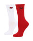 ფოტო #1 პროდუქტის Women's Cardinal, White Arkansas Razorbacks 2-Pack Quarter-Length Socks