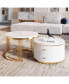 Modern 2-Piece White Round Nesting Coffee Table with Drawers